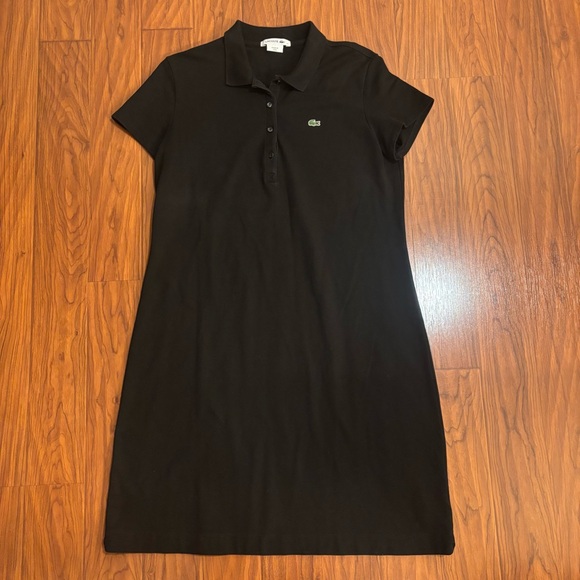 Lacoste Dresses & Skirts - Lacoste Black Pique Polo Dress Signature Croc Logo Womens 44/Large